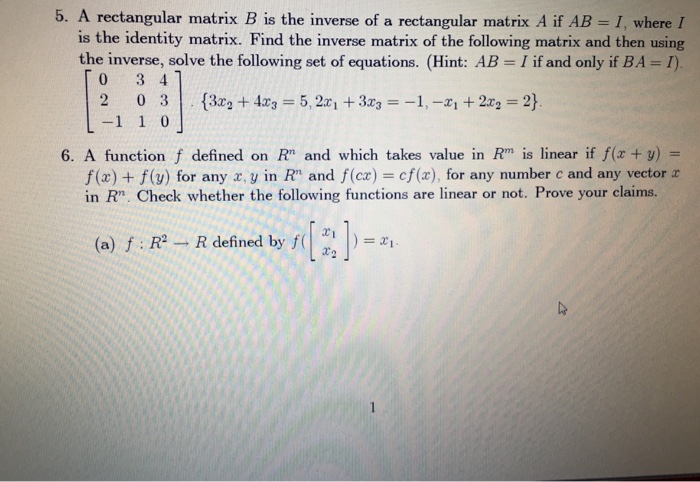 Solved A rectangular matrix B is the inverse of a | Chegg.com