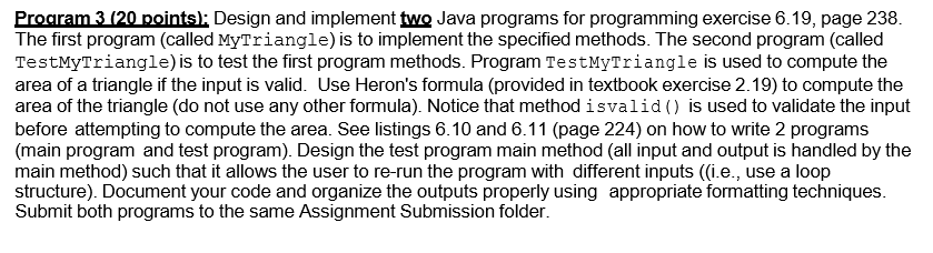 Solved Proaram 3 (20 pointsl: Design and implement two Java | Chegg.com