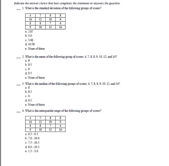 Solved Indicate the answer choice that best completes the | Chegg.com