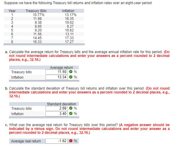 Solved Suppose We Have The Following Treasury Bill Returns | Chegg.com