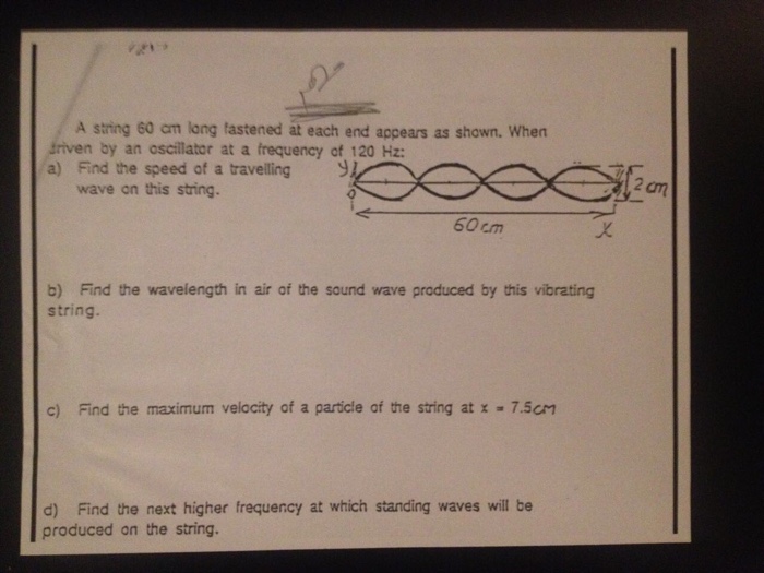 Solved A string 60 cm long tastened at each end appears as | Chegg.com