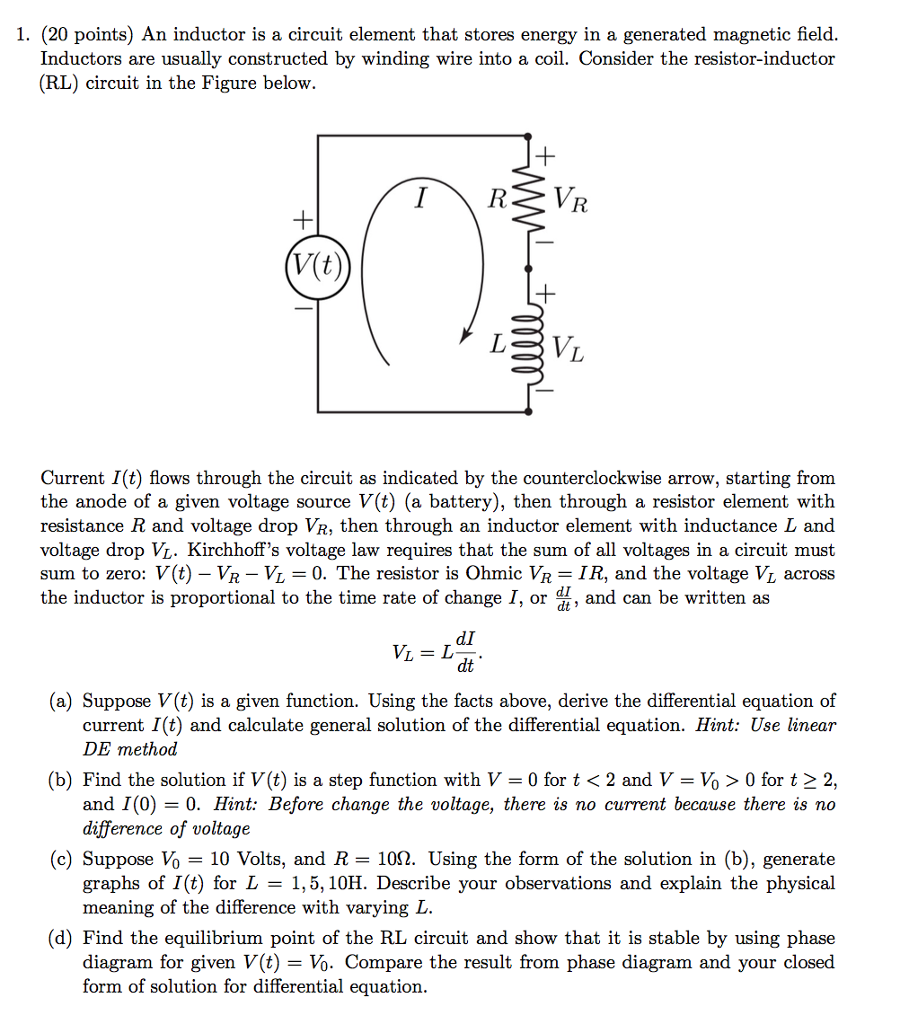 Solved An inductor is a circuit element that stores energy
