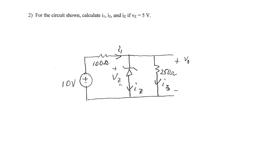 Solved For the circuit shown, calculate i_1, i_2, and i_z if | Chegg.com