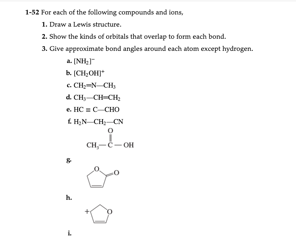 Solved 1-52 For each of the following compounds and ions, 1. | Chegg.com