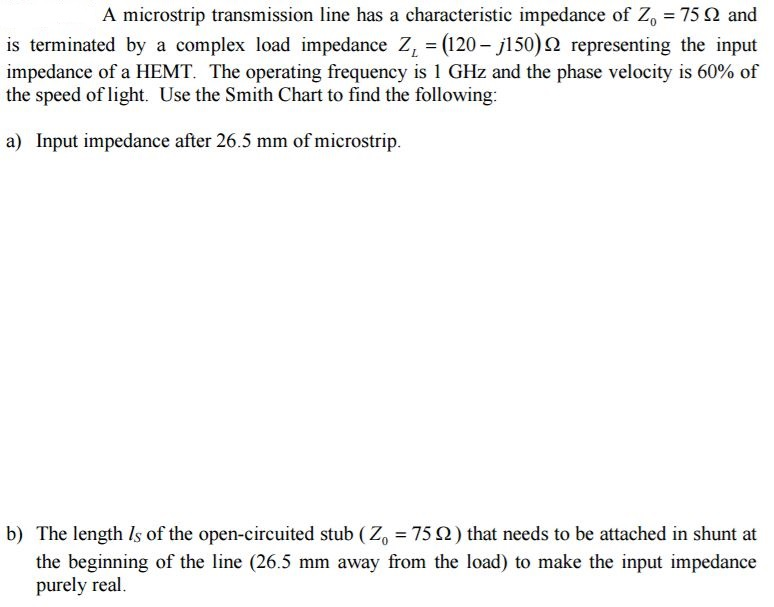 Solved A microstrip transmission line has a characteristic | Chegg.com