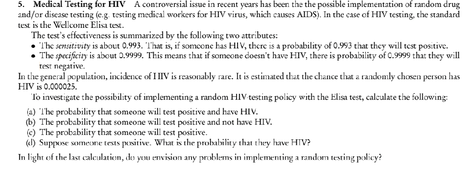 Solved 5 Medical Testing For HIV A Controversial Issue In Chegg Com   Php8Q5Zh8 