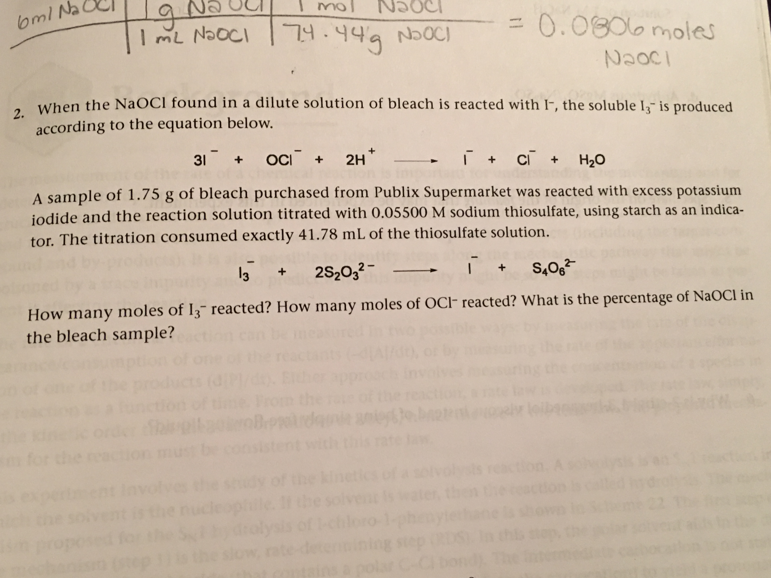 Solved When the NaOCl found in a dilute solution of bleach