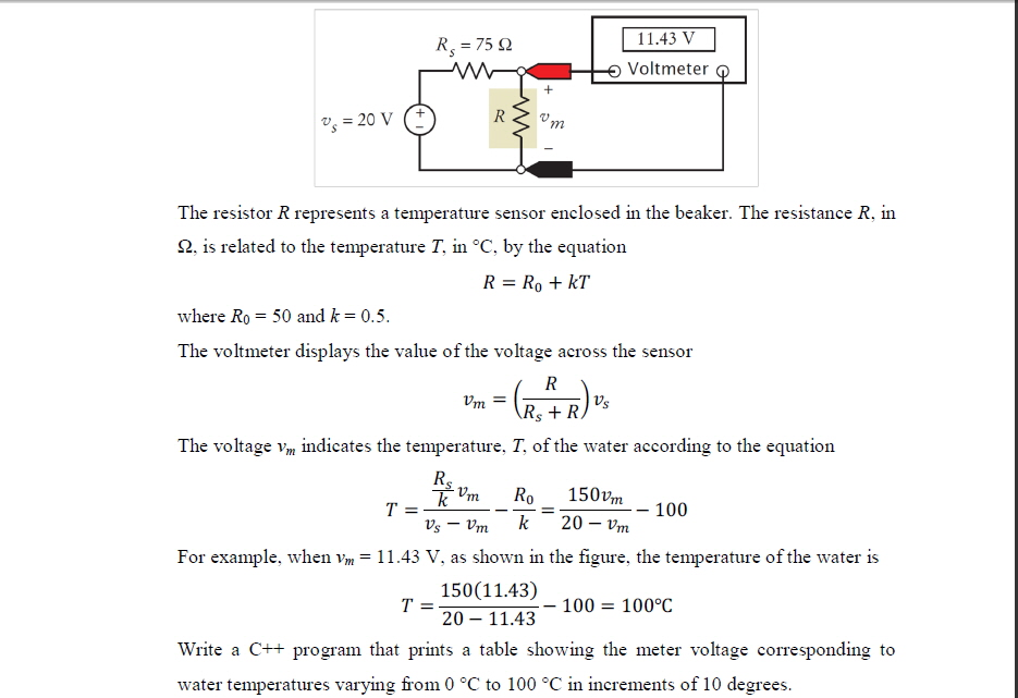 Solved The resistor R represents a temperature sensor