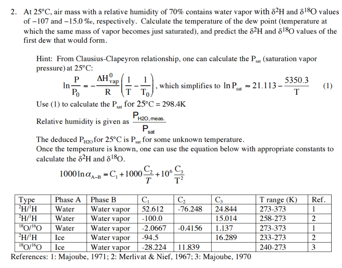 Solved At 25 Degree C, Air Mass With A Relative Humidity Of | Chegg.com