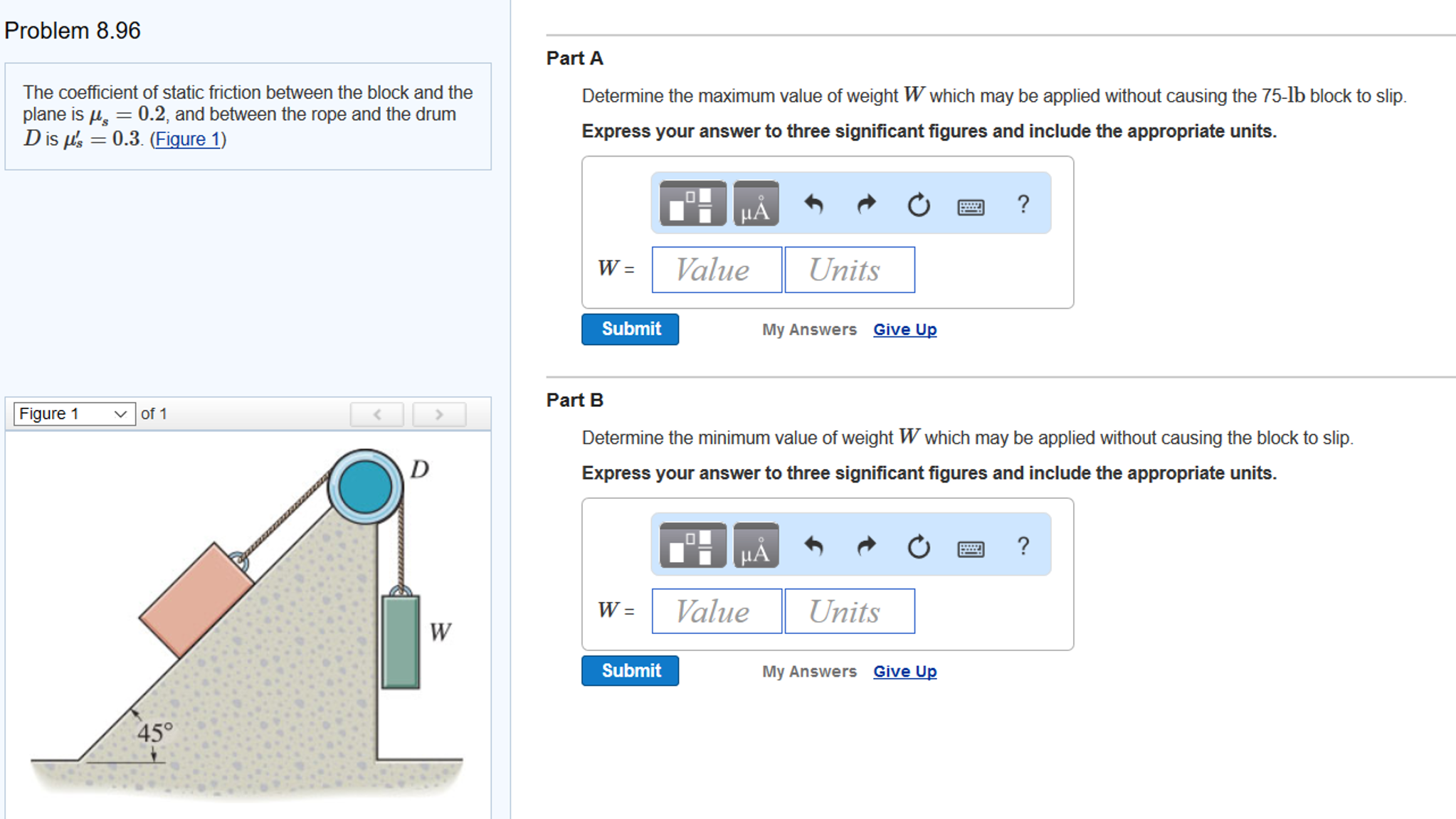 Solved The coefficient of static friction between the block | Chegg.com