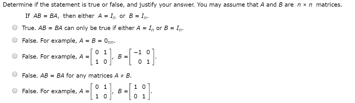 Solved Determine if the statement is true or false, and | Chegg.com