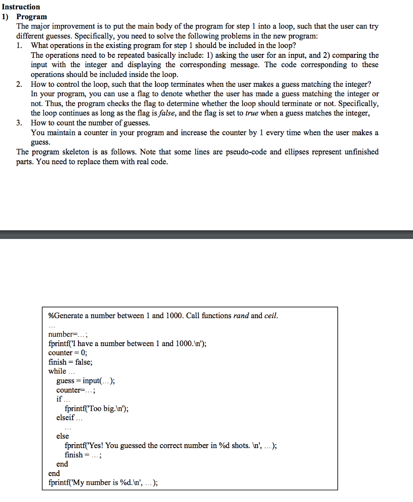 Solved Instruction 1) Program The major improvement is to | Chegg.com
