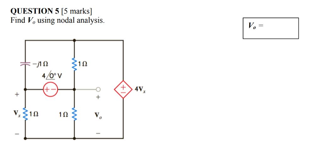 Solved Question 5 [5 Marks] Find Vo Using Nodal Analysis