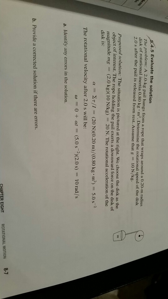 Solved Evaluate the solution The problem A 2.0kg pail