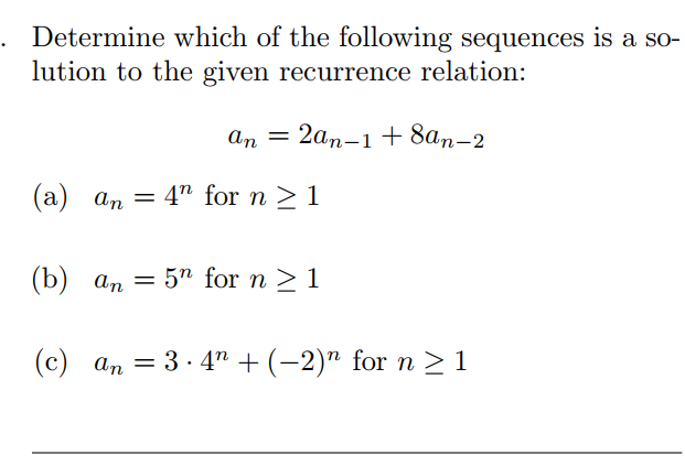 Solved Determine which of the following sequences is a so- | Chegg.com