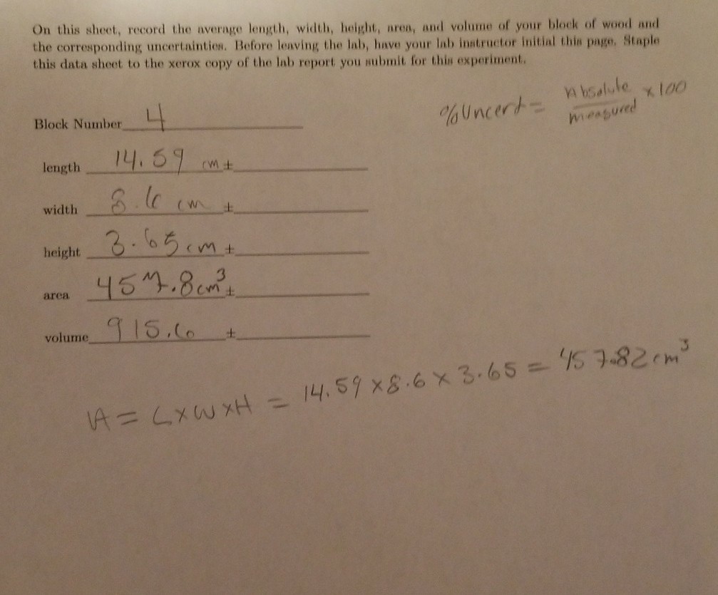 Solved On this sheet, record the average length, width, | Chegg.com