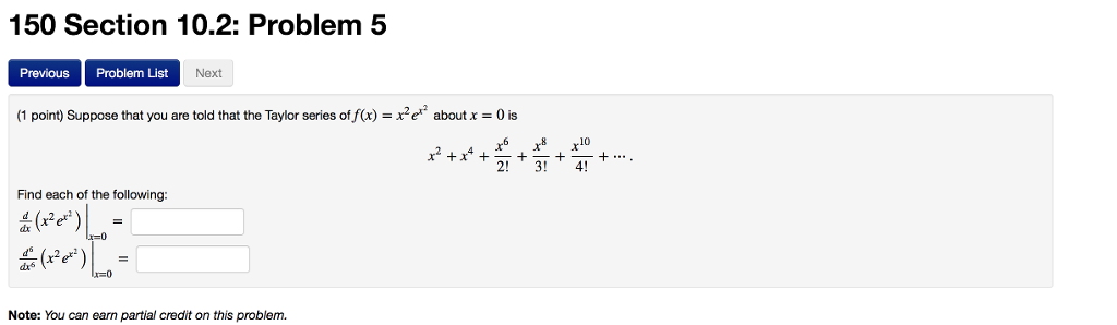 Solved 150 Section 10.2: Problem 5 Previous Problem List | Chegg.com