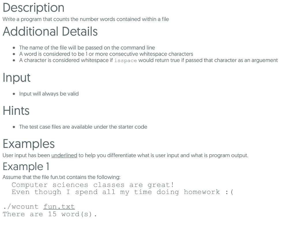 Solved Description Write A Program That Counts The Number Chegg Com