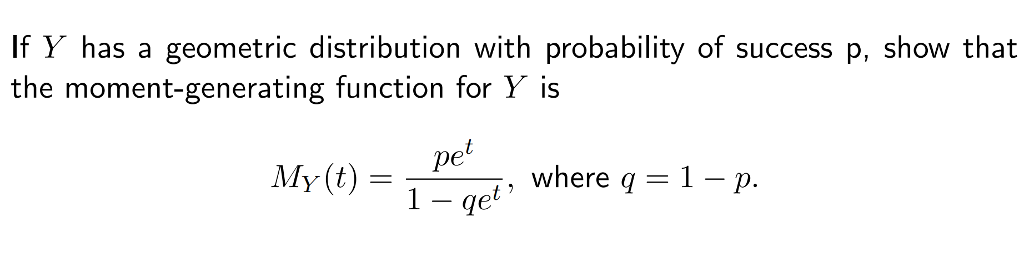 Solved If Y has a geometric distribution with probability of | Chegg.com