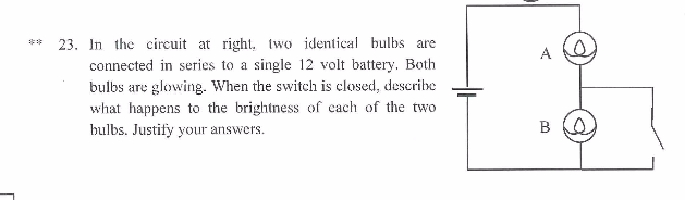 Solved In the circuit at right, two identical bulbs are | Chegg.com