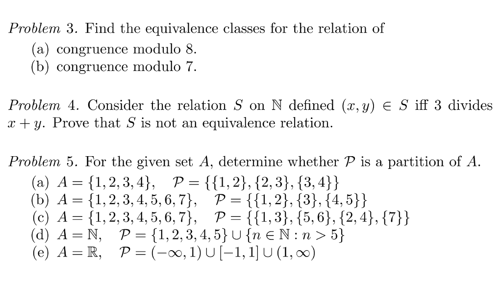 determine equivalence classes of a relation