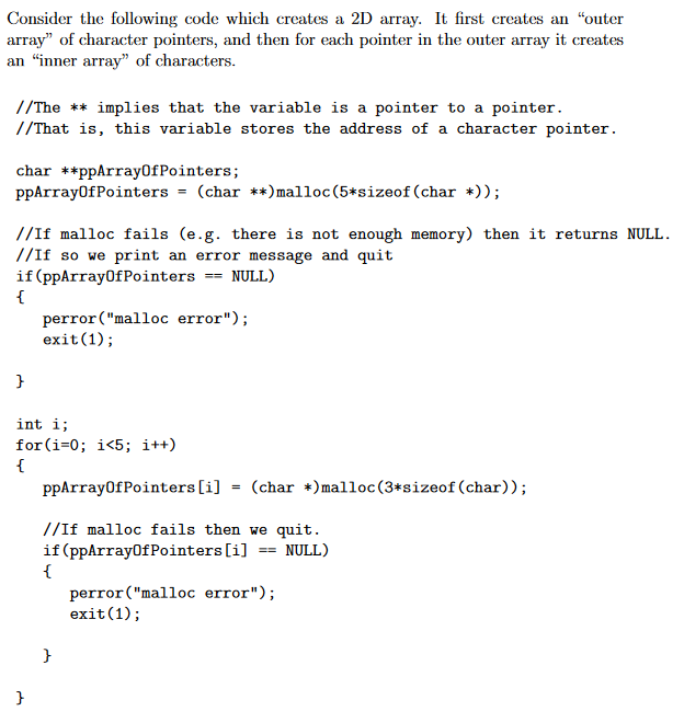 Solved Consider The Following Code Which Creates A 2D Array. | Chegg.com