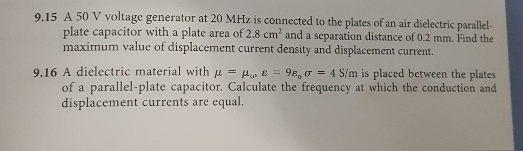 Solved 9.15 A 50 V voltage generator at 20 MHz is connected | Chegg.com