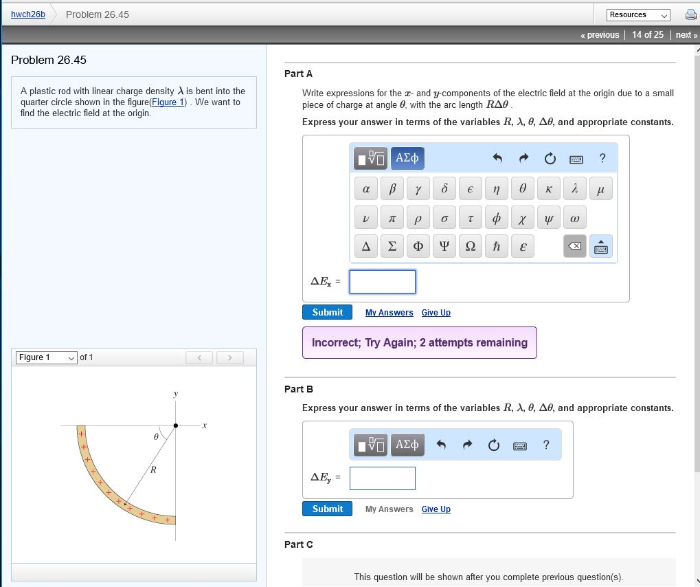 Solved A plastic rod with linear charge density lambda is