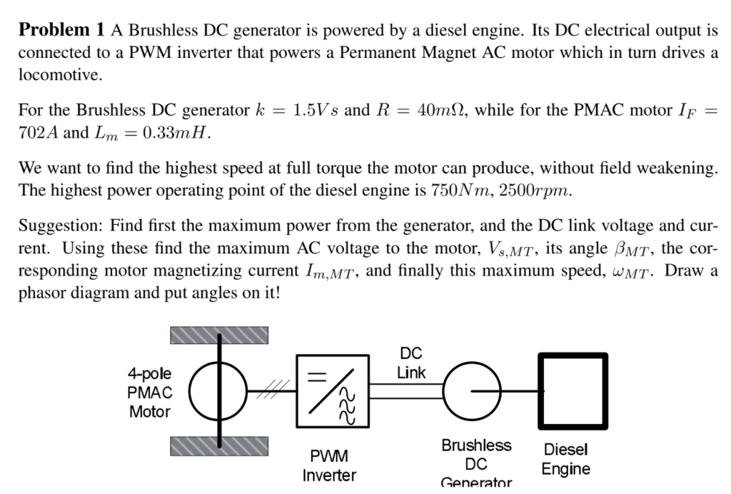 Solved Problem 1 A Brushless DC generator is powered by a