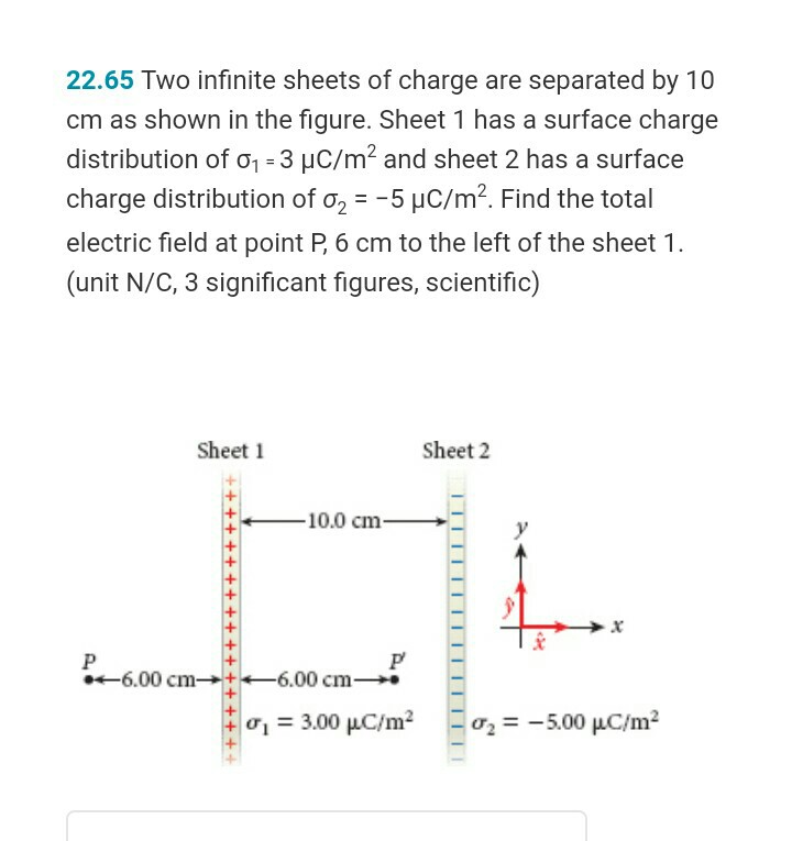 Solved Two Infinite Sheets Of Charge Are Separated By 10 Cm | Chegg.com