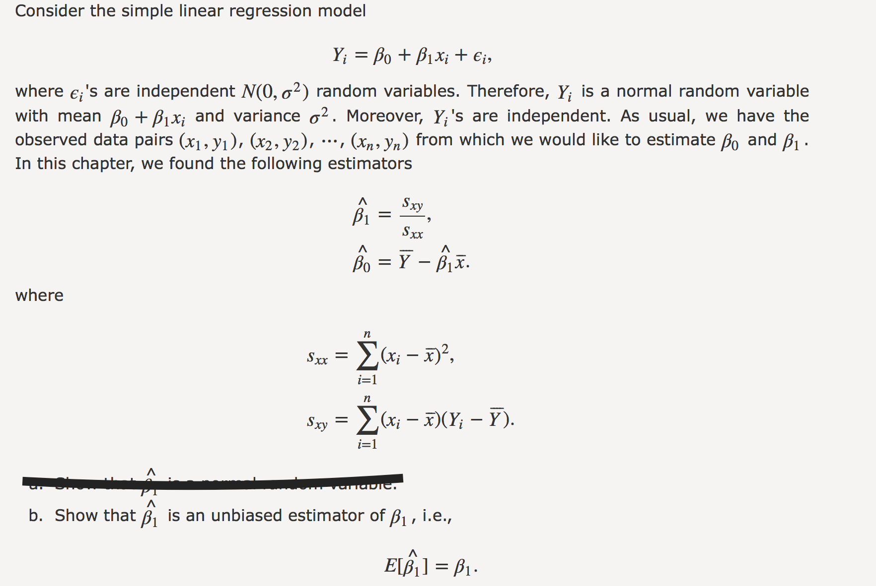 Solved Consider The Simple Linear Regression Model Y_i = | Chegg.com