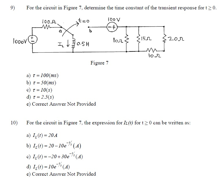 Solved For the circuit in Figure 7. determine the time | Chegg.com