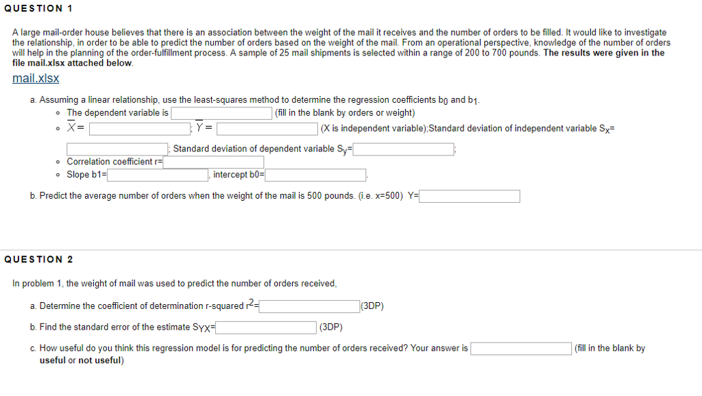 Solved QUESTION 1 A large mailorder house believes that