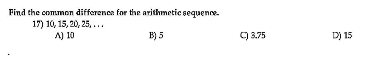 Solved Find the common difference for the arithmetic | Chegg.com