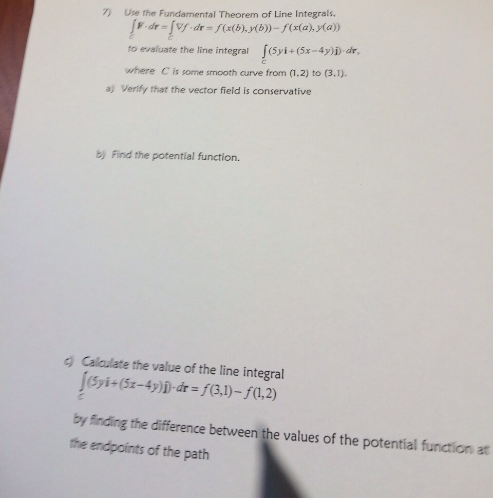 Solved 7 Use The Fundamental Theorem Of Line Integralsto 7091