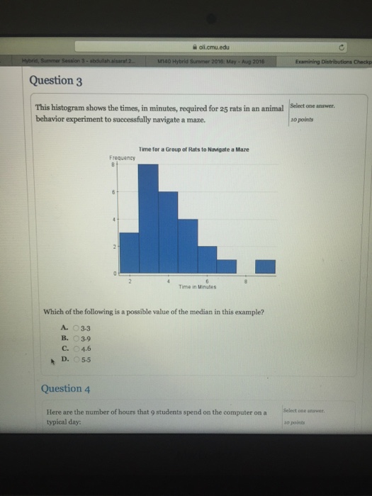 Solved This histogram shows the times, in minutes, required | Chegg.com