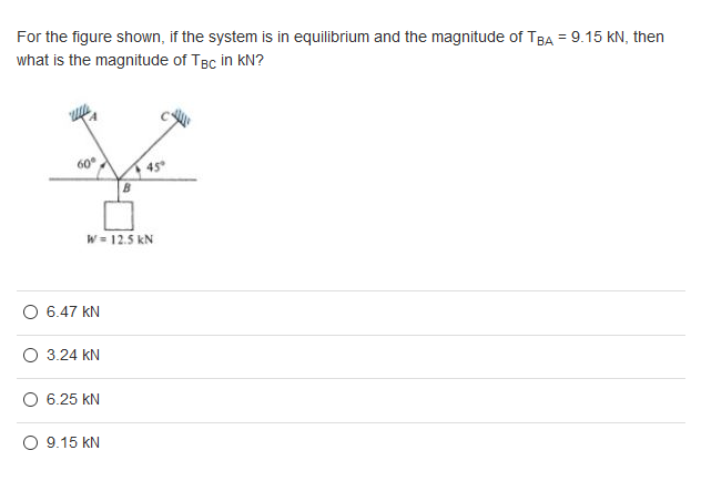 Solved For the figure shown, if the system is in equilibrium | Chegg.com