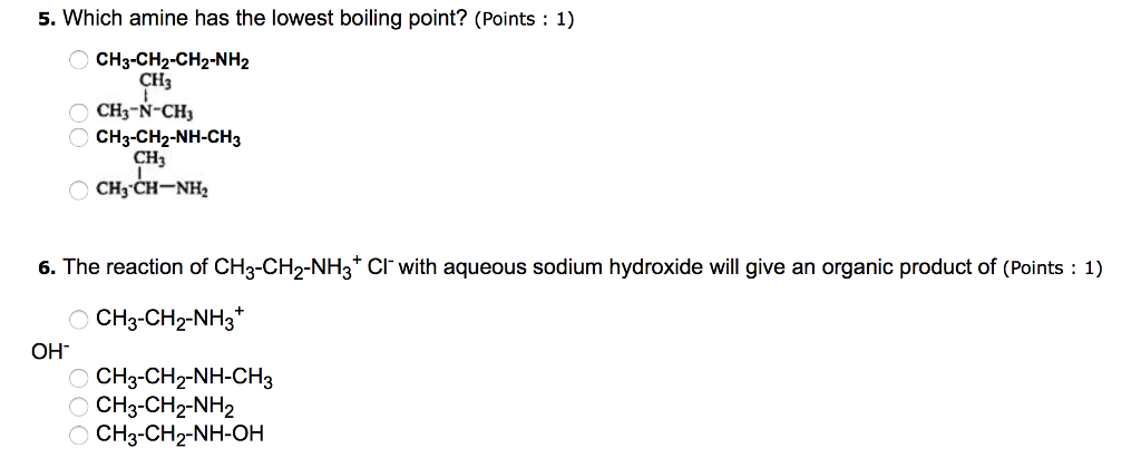 Solved 1. The following amine is a CH3THCH2CH NH2 Points: 1 | Chegg.com