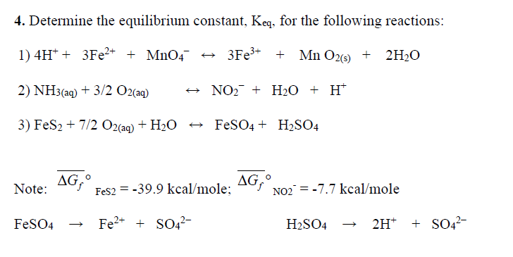 Solved Determine the equilibrium constant, K _ eq, for the | Chegg.com