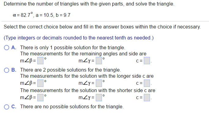 Solved Determine the number of triangles with the given | Chegg.com