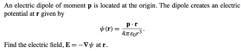 Solved An electric dipole of moment p is located at the | Chegg.com