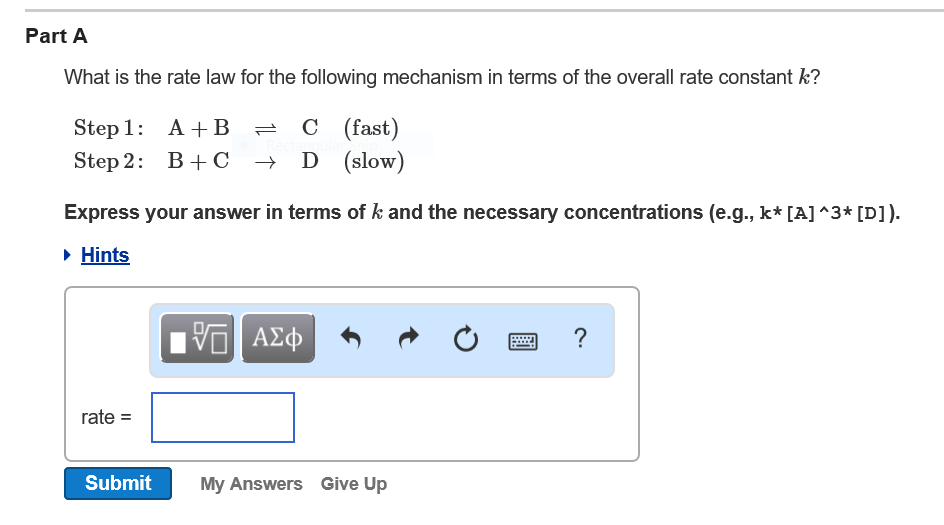 Solved Part A What is the rate law for the following