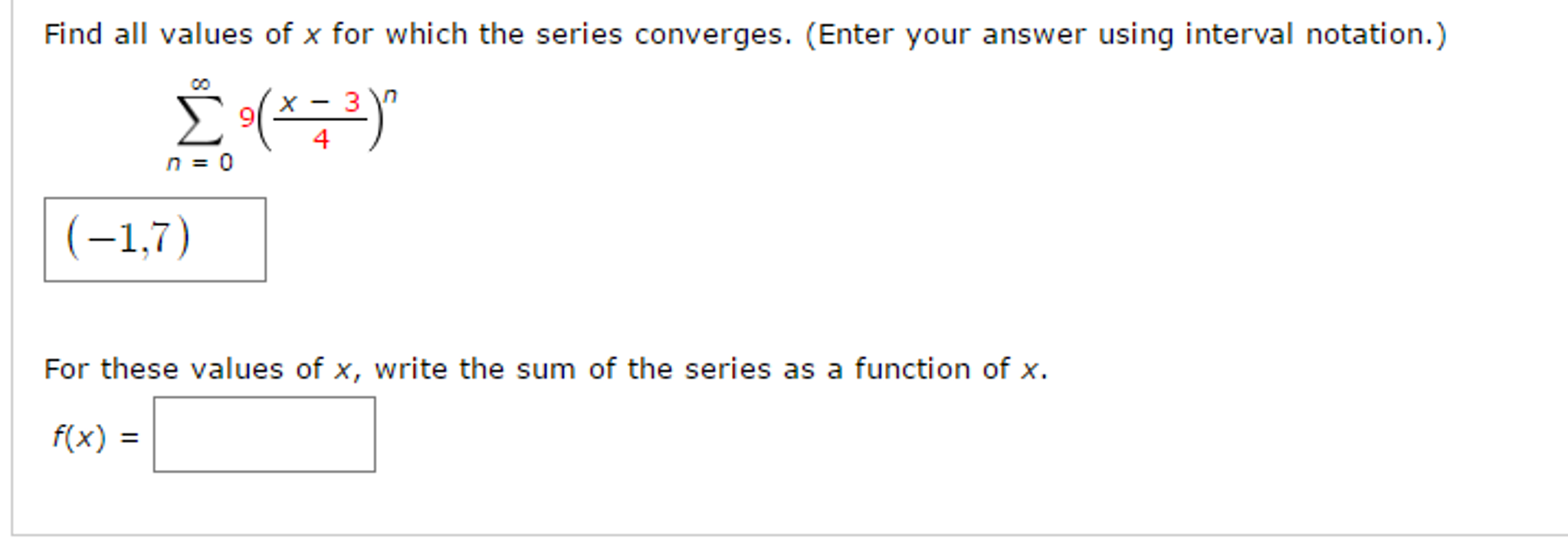 Solved Find all values of x for which the series converges. | Chegg.com