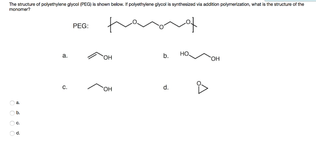 Solved The Structure Of Polyethylene Glycol (PEG) Is Shown | Chegg.com