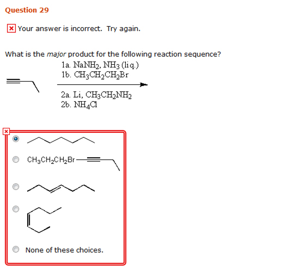 Solved What Is The Major Product For The Following Reaction