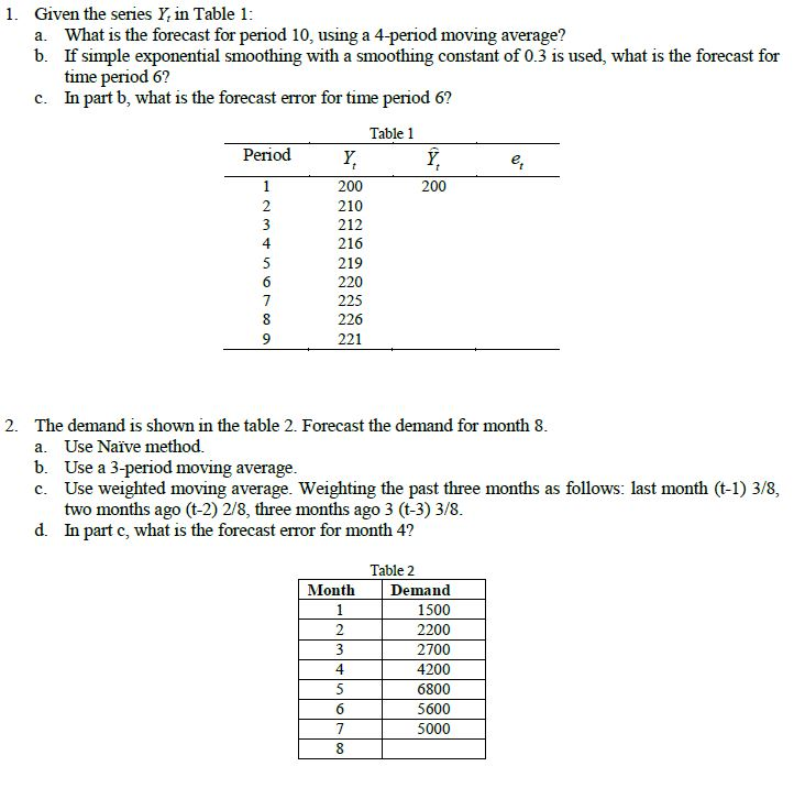 Solved 1. Given the Series r, in Table 1 a. What is the | Chegg.com