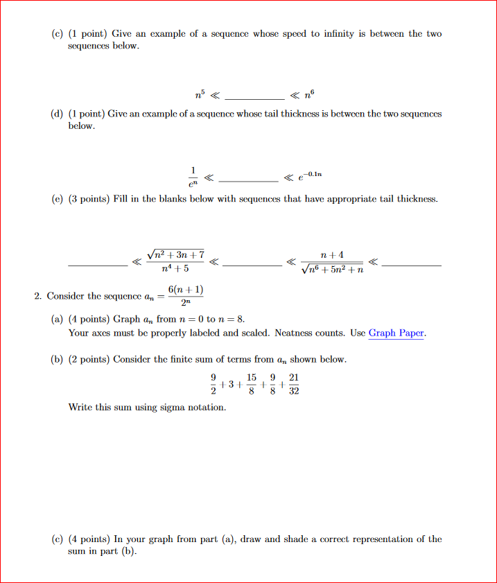 Solved (c) (1 point) Give an example of a sequence whose | Chegg.com