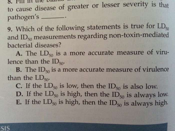 Solved Which of the following statements is true for LD_50 | Chegg.com