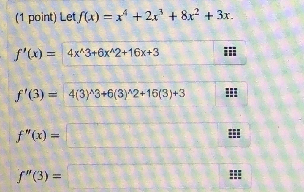 f x )= 2x 4 x 3 8x 2 x 6 0