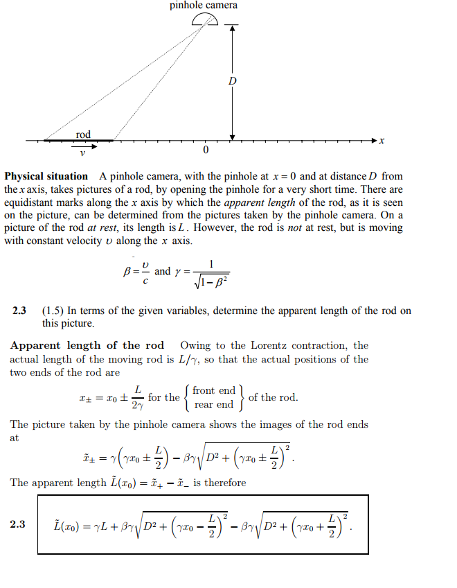 Solved pinhole camera rod Physical situation A pinhole